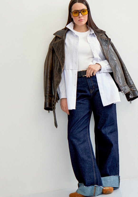 Рубашка с отрезной кокеткой в полоску