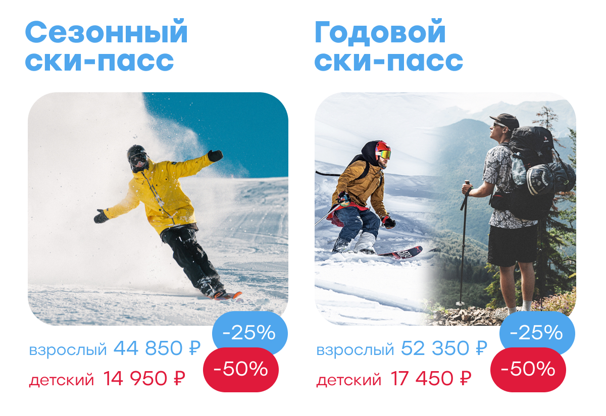 Скидки на ски-пассы и услуги инструкторов до 50%