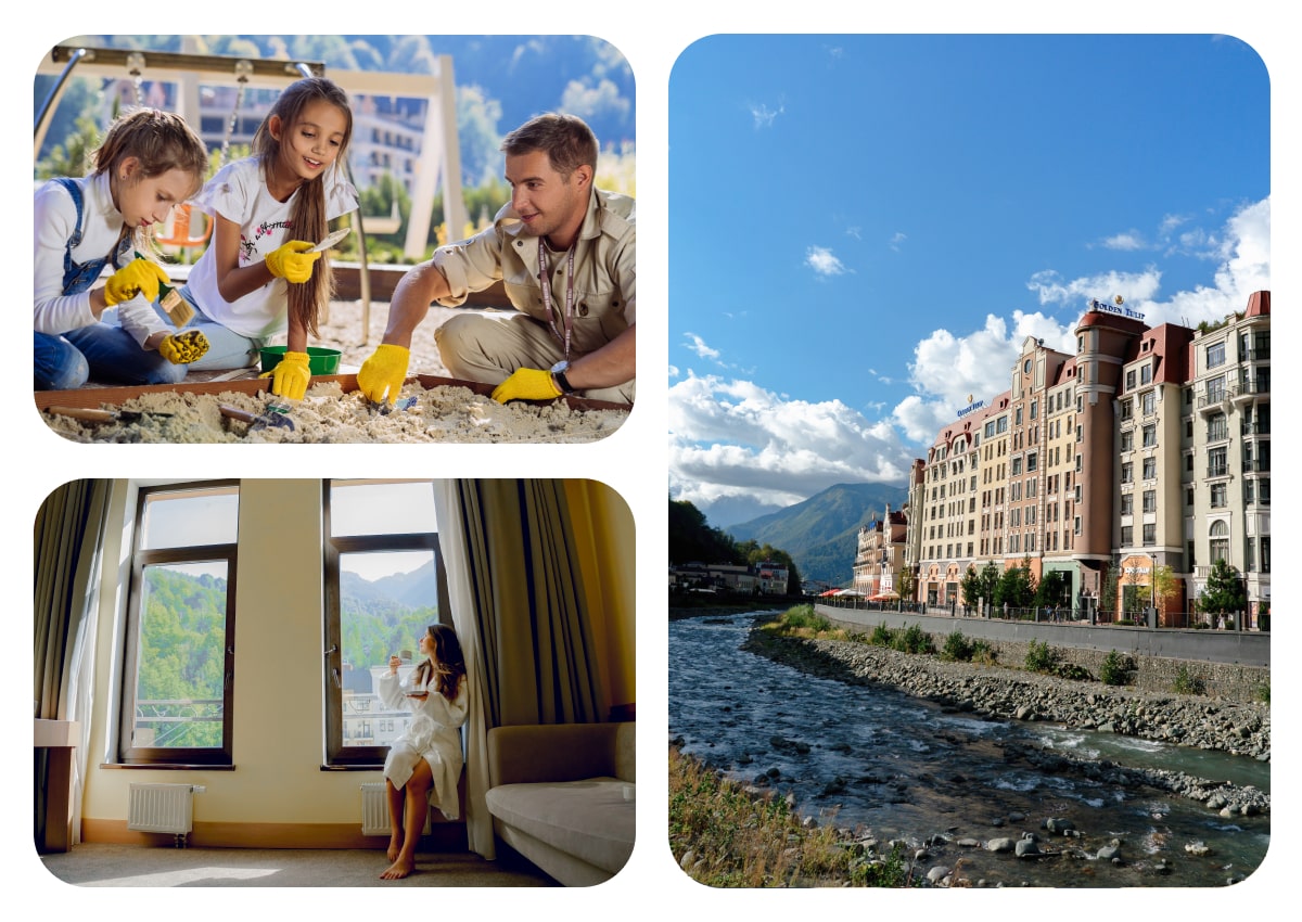 Отель Golden Tulip Rosa Khutor 4* расположен на живописном берегу горной реки Мзымта. 