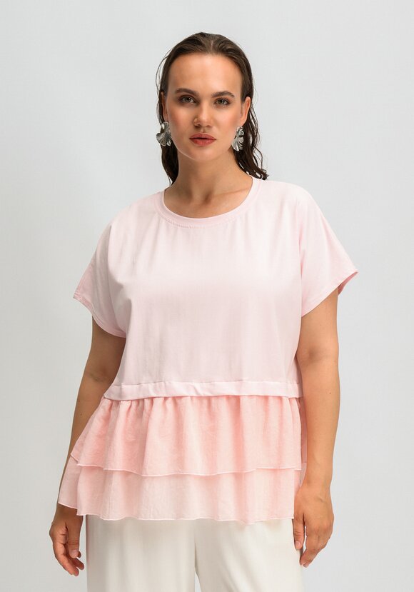 Блуза комбинированная с ярусами по низу