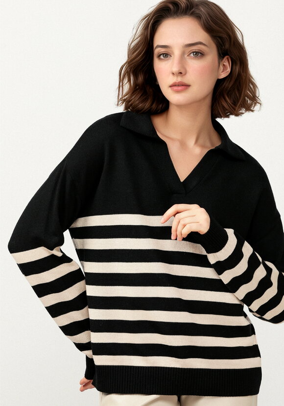 Джемпер поло в полоску